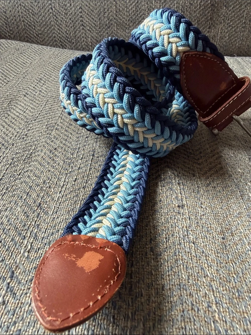 Vineyard Vines Men’s Blue/Light Braided Stretch Leather Belt Size: 30